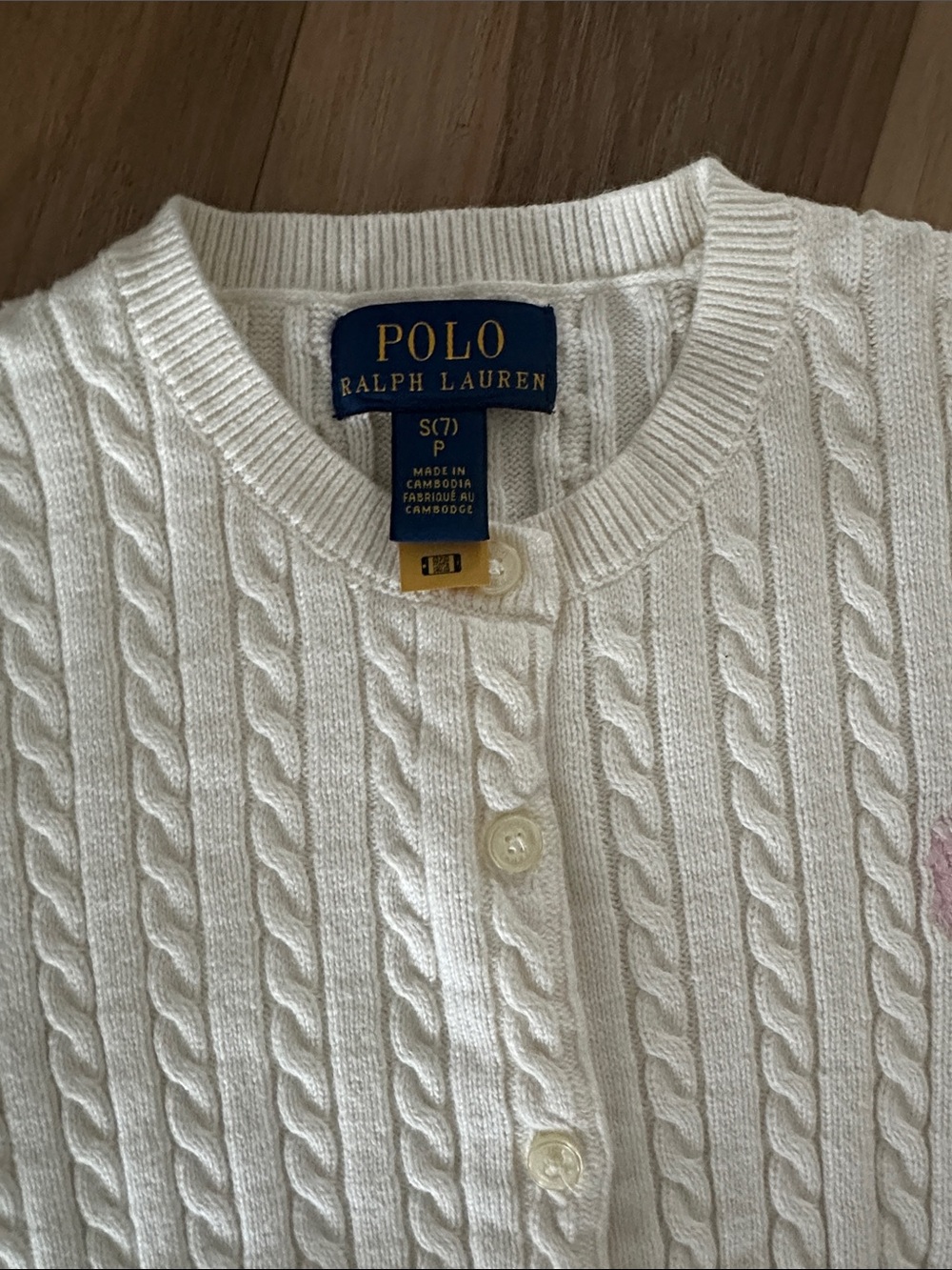 Ralph Lauren Girls’ Mini Cable-Knit Cotton Cardigan - Picture 7 of 9